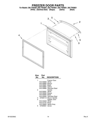 FREEZER DOOR PARTS