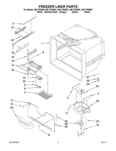 FREEZER LINER PARTS