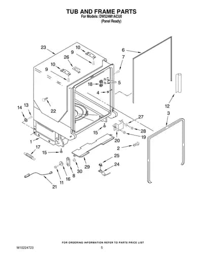TUB AND FRAME PARTS