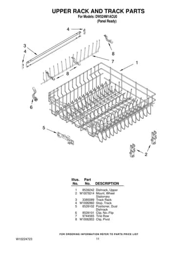 UPPER RACK AND TRACK PARTS