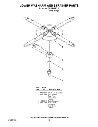 LOWER WASHARM AND STRAINER PARTS
