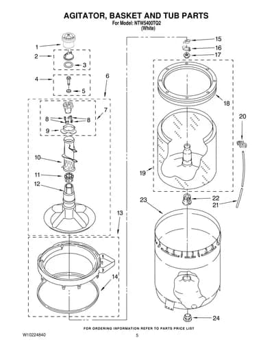 AGITATOR, BASKET AND TUB PARTS