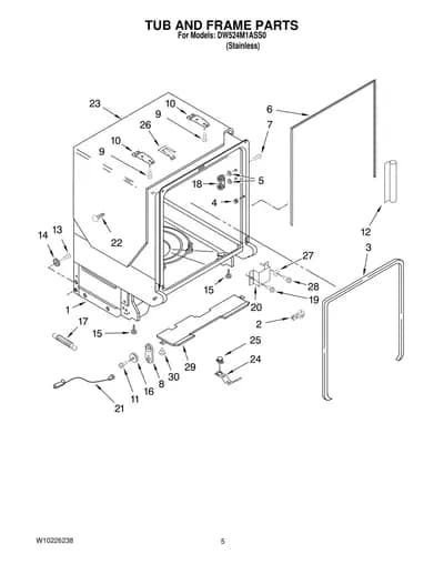 TUB AND FRAME PARTS
