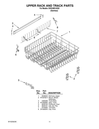 UPPER RACK AND TRACK PARTS