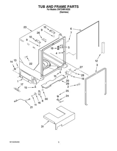 TUB AND FRAME PARTS