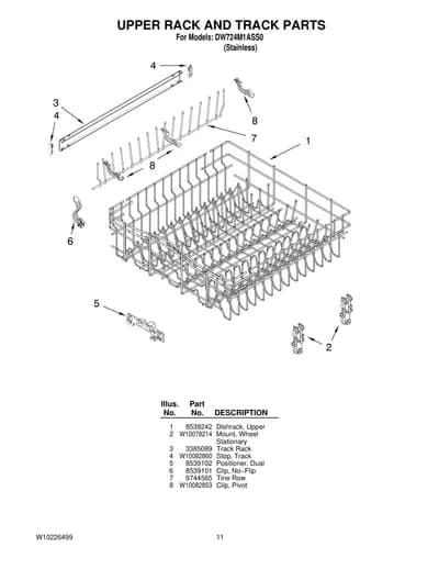 UPPER RACK AND TRACK PARTS