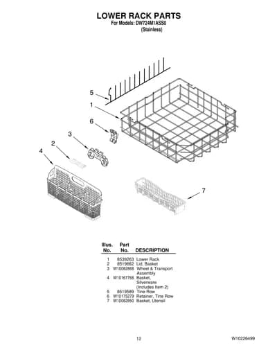 LOWER RACK PARTS
