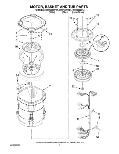 MOTOR, BASKET AND TUB PARTS