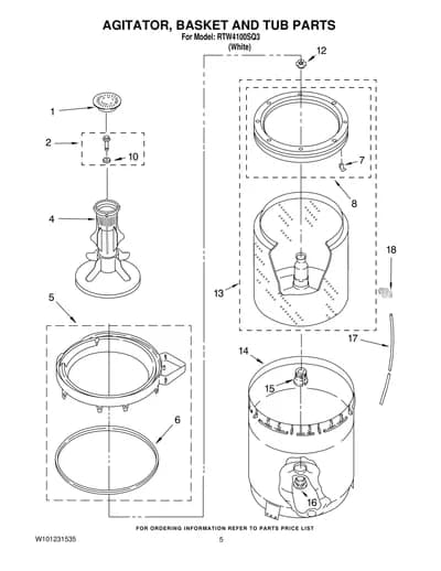 AGITATOR, BASKET AND TUB PARTS