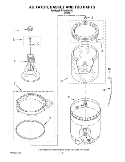 AGITATOR, BASKET AND TUB PARTS