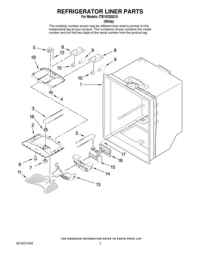 REFRIGERATOR LINER PARTS