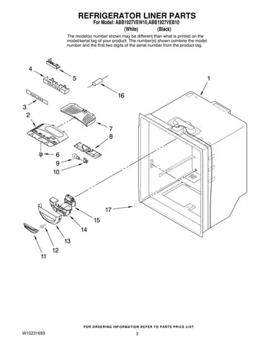 REFRIGERATOR LINER PARTS