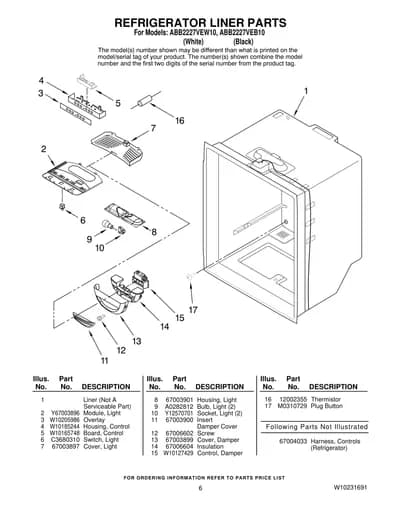 REFRIGERATOR LINER PARTS