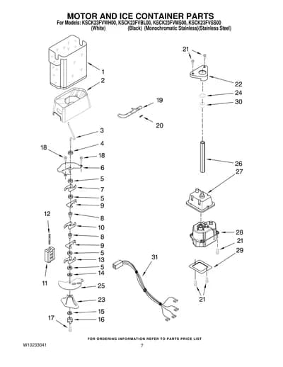 MOTOR AND ICE CONTAINER PARTS