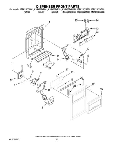 DISPENSER FRONT PARTS