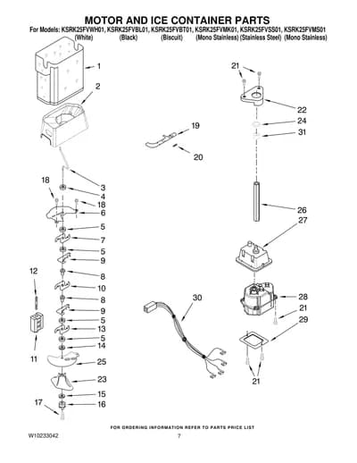 MOTOR AND ICE CONTAINER PARTS