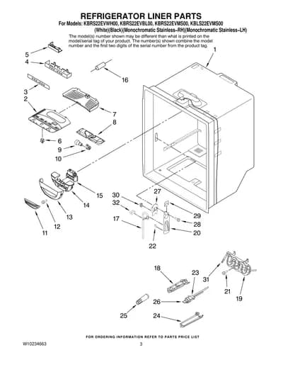 REFRIGERATOR LINER PARTS