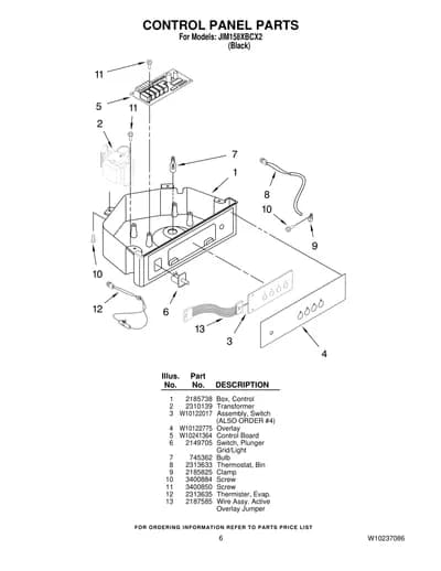 CONTROL PANEL PARTS