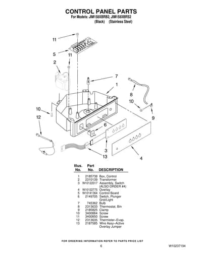 CONTROL PANEL PARTS