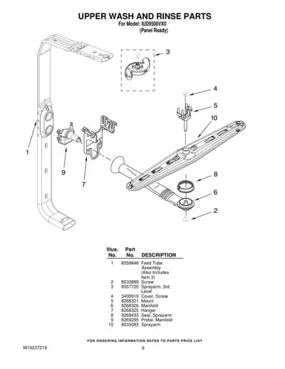 UPPER WASH AND RINSE PARTS