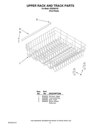 UPPER RACK AND TRACK PARTS