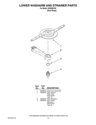 LOWER WASHARM AND STRAINER PARTS