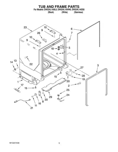 TUB AND FRAME PARTS