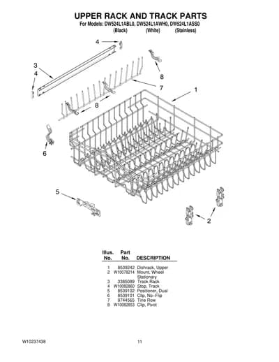 UPPER RACK AND TRACK PARTS