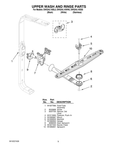 UPPER WASH AND RINSE PARTS