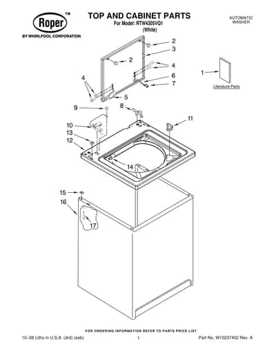 TOP AND CABINET PARTS