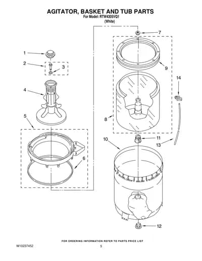 AGITATOR, BASKET AND TUB PARTS