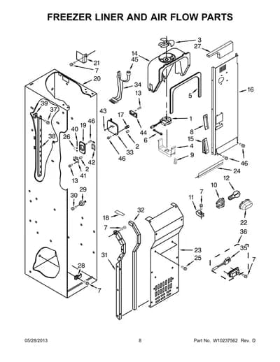 FREEZER LINER AND AIR FLOW PARTS