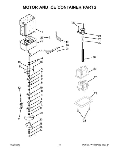 MOTOR AND ICE CONTAINER PARTS