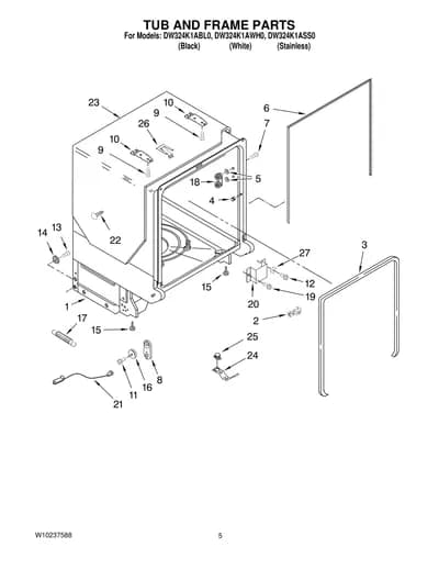 TUB AND FRAME PARTS