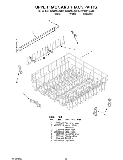 UPPER RACK AND TRACK PARTS