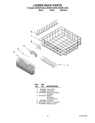 LOWER RACK PARTS