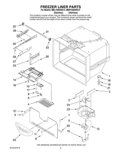 FREEZER LINER PARTS