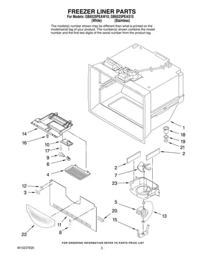 FREEZER LINER PARTS