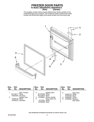 FREEZER DOOR PARTS