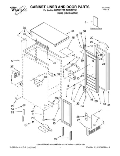 CABINET LINER AND DOOR PARTS