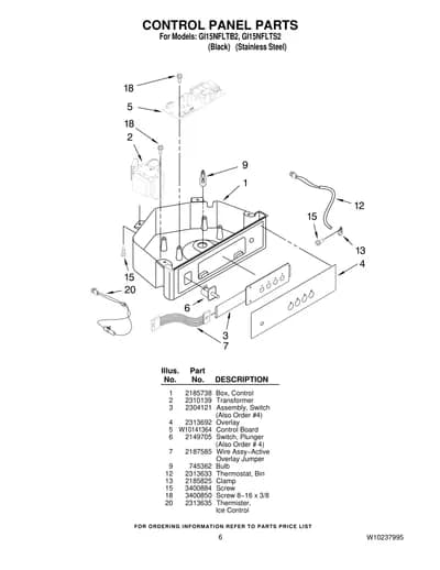 CONTROL PANEL PARTS