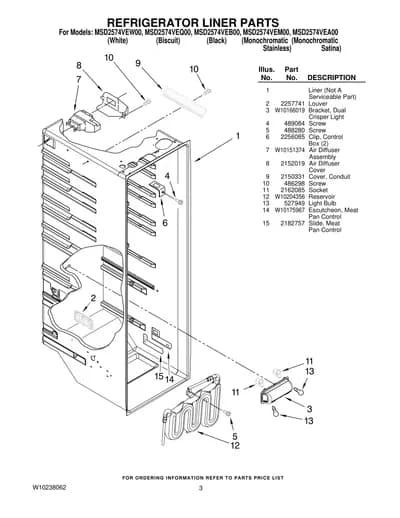 REFRIGERATOR LINER PARTS