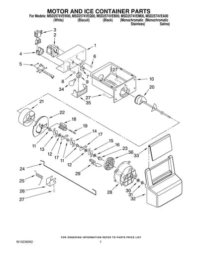 MOTOR AND ICE CONTAINER PARTS