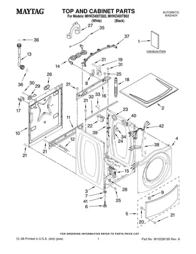 TOP AND CABINET PARTS