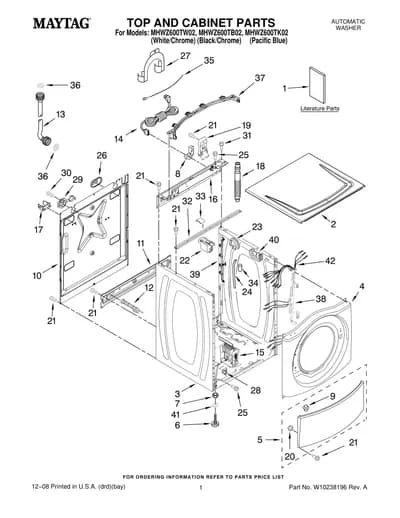 TOP AND CABINET PARTS