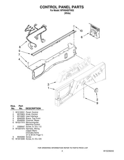 CONTROL PANEL PARTS