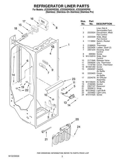 REFRIGERATOR LINER PARTS