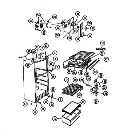 FOOD COMPARTMENT, SHELVES, BLOWER M