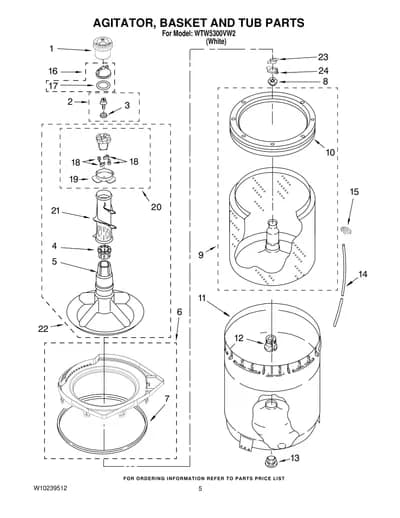 AGITATOR, BASKET AND TUB PARTS