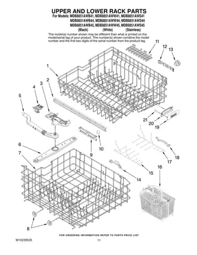 UPPER AND LOWER RACK PARTS